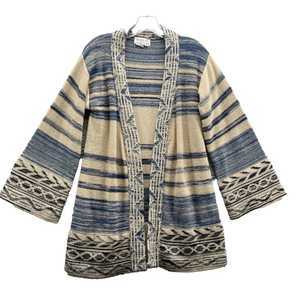 Vintage Kimono Robe Nordic Cardigan Sweater Women's Medium Chunky Knit 90's Boho